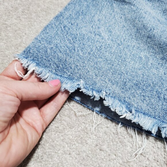 WE THE FREE East Of Eden Denim Mini Skirt Free People Retro Raw Hem Women's 25 - Picture 4 of 14